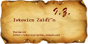 Ivkovics Zalán névjegykártya